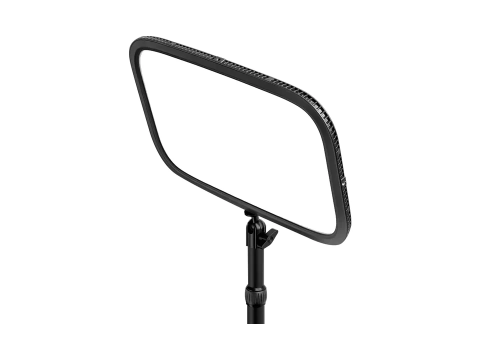 Elgato Key Light LED panel on its pole, three-quarter view