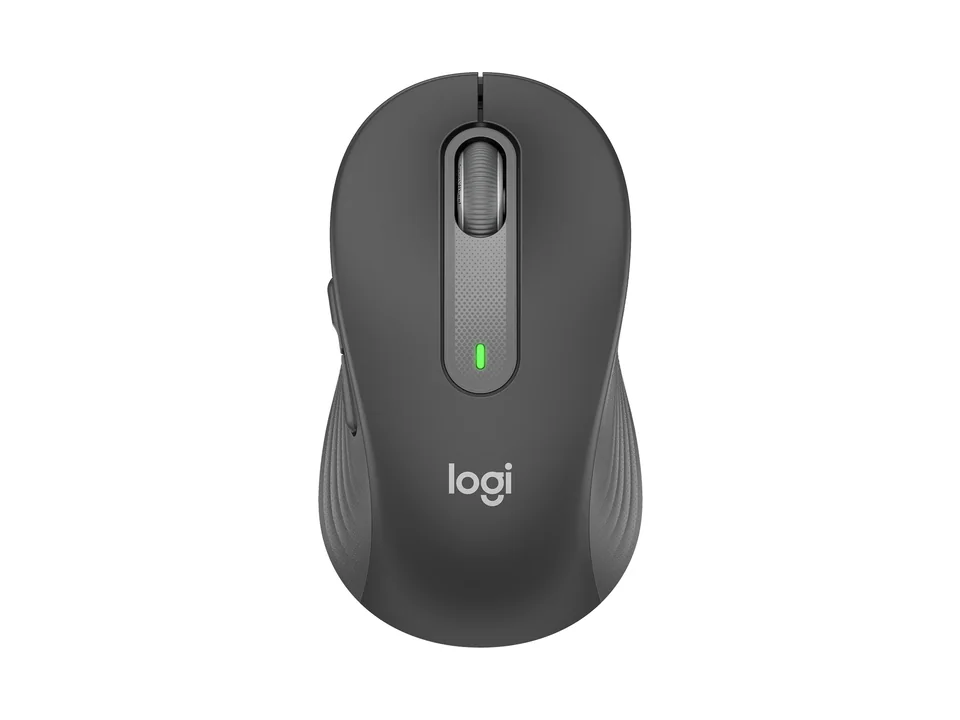 Ratón Logitech Signature M650 en grafito, vista superior sobre fondo transparente