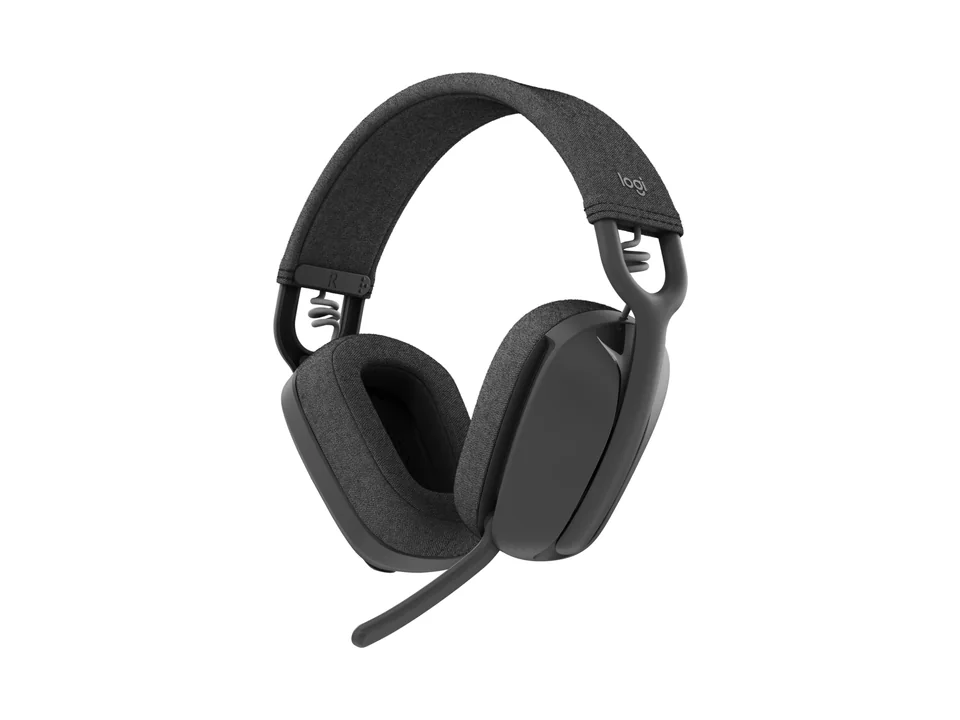 Auriculares Logitech Zone Vibe 100 en grafito con diadema de tela y micrófono de brazo