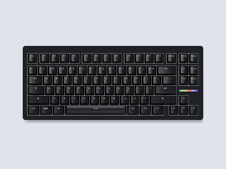 Wooting 80HE Hall effect keyboard in black, top view